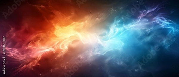 Fototapeta  A multicolored background with black and blue areas, featuring red, yellow, and blue swirls