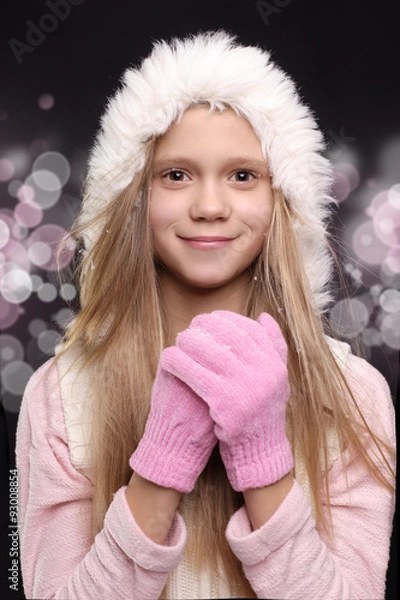 Obraz cute girl in winter clothes