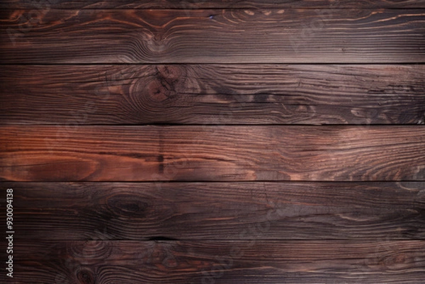Fototapeta Processed collage of old rustic dark brown wood planks texture. Background for banner, backdrop