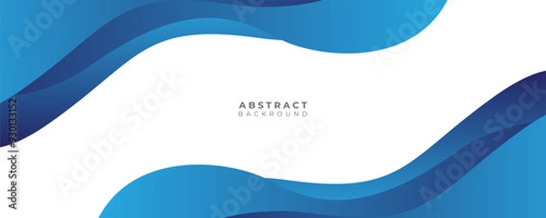 Obraz Dynamic abstract blue wave design on white background. Ideal for presentations, web design, or branding projects.