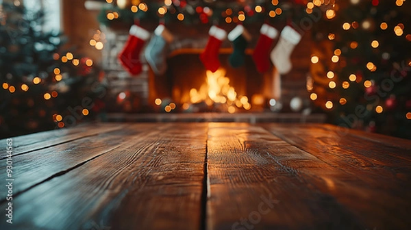 Fototapeta Rustic Christmas Table Setting