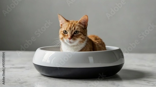 Fototapeta Cat bowl with elevated back, plastic and compact base
