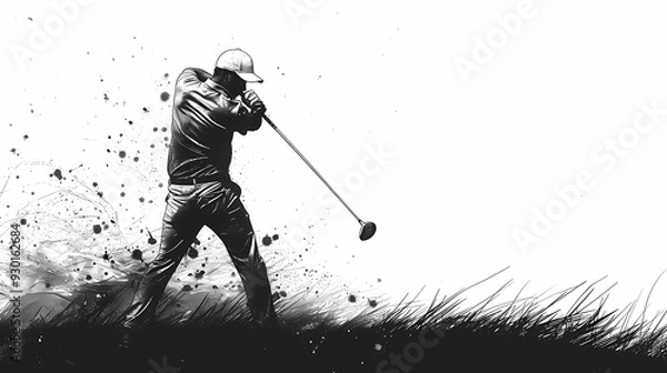 Obraz A vector image of a golfer playing in a field