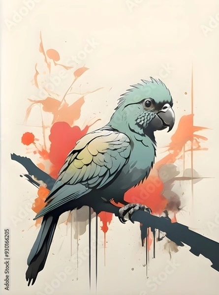 Fototapeta parrot on a branch