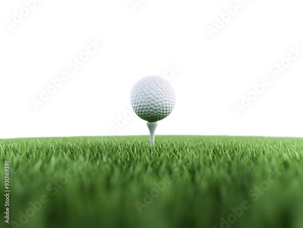 Fototapeta a golf ball on a tee in a grassy field