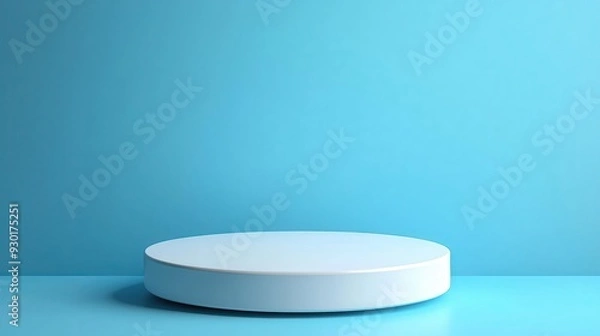 Obraz A minimalistic round podium against a vibrant blue background, perfect for product displays and creative presentations.