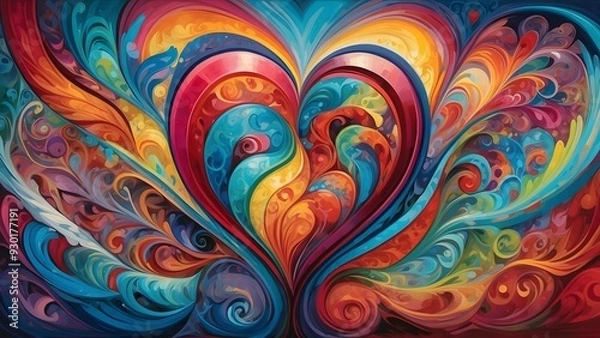 Fototapeta A vibrant colorful abstract heart background texture pattern for digital banner advertisement