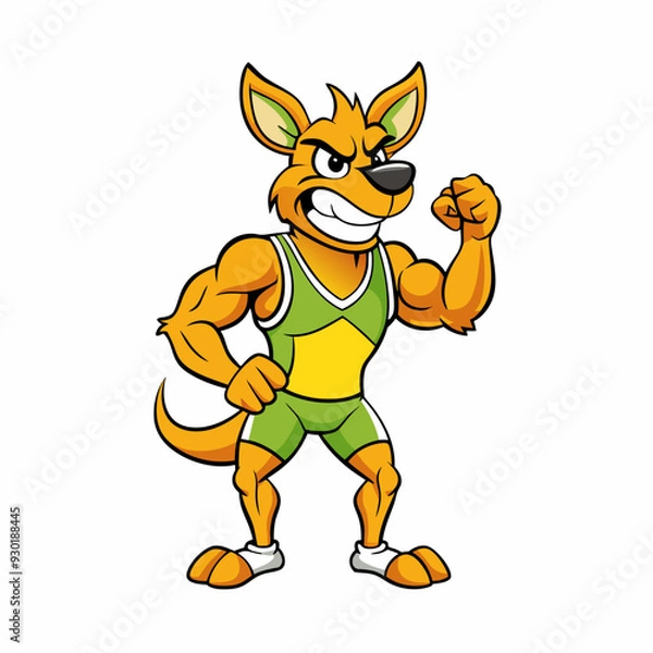 Fototapeta A ferocious angry kangaroo athlete posing art vector illustration