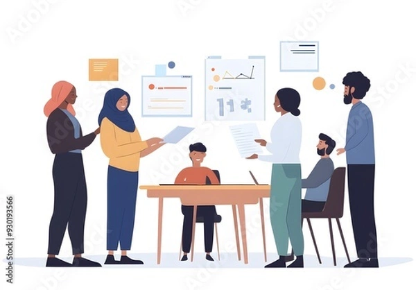 Fototapeta a group of multiethnic office workers