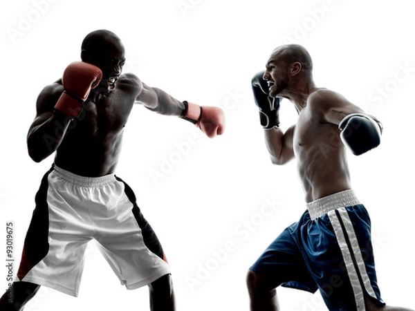 Fototapeta men boxers boxing isolated silhouette