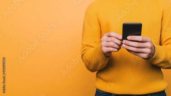 Fototapeta Young person receiving a money transfer notification via digital wallet, illustrating instant peer-to-peer transactions, Wallet money transfer, Peer-to-peer finance