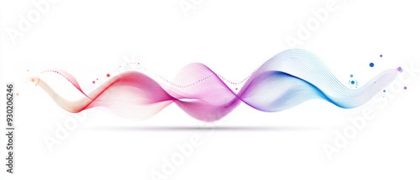 Fototapeta AI Voice Icon,  An artistic 2D illustration of a digital speaker emitting colorful sound waves representing AI-generated voice technology. The flat minimal style accentuates the