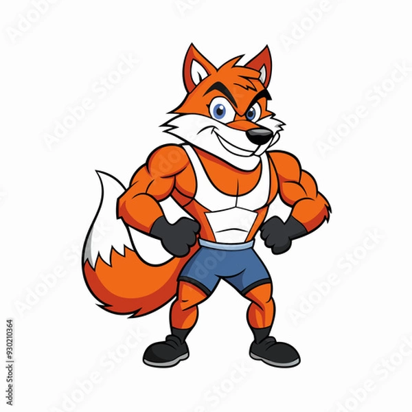 Fototapeta A ferocious fox athlete posing art vector illustration