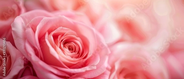 Fototapeta  A single batch of pink roses, surrounded by others, in the midst of more pink rose bundles