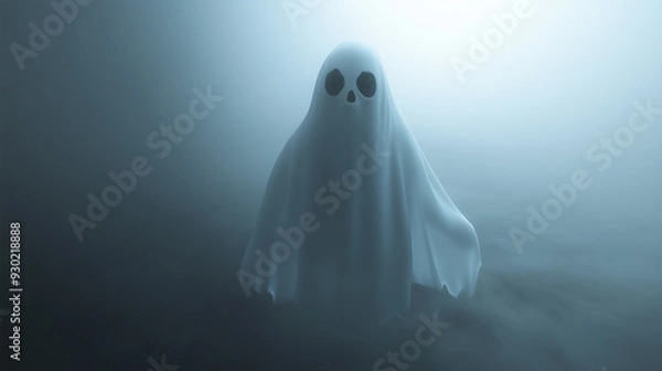 Fototapeta ghost in the fog, 3d rendering. Computer digital drawing.