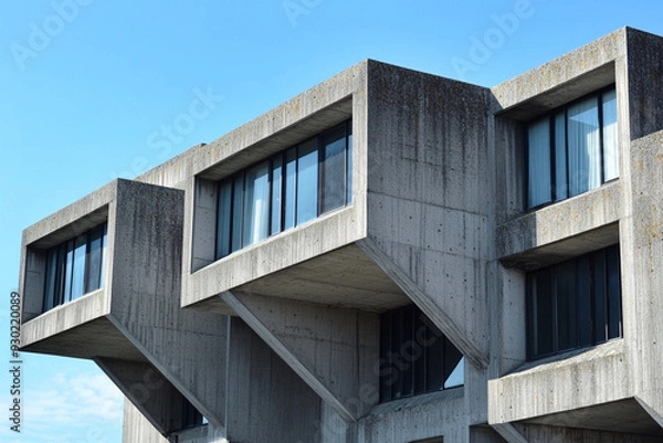 Obraz Brutalist Concrete Structure with Sharp Angles Arc
