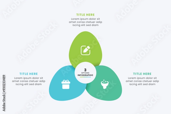 Fototapeta Business Circle chart infographic template design. Timeline concept with 3 steps. Can be used for presentations, workflow layout, diagram, banner, web design, Vector illustration.