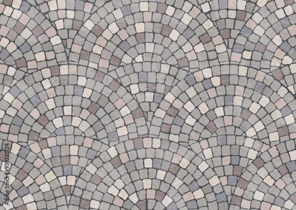 Obraz 円形の石畳背景グランジグレー