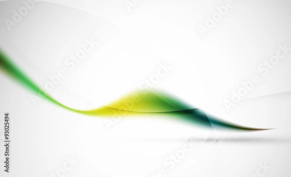 Fototapeta Green wave line in light space. Abstract background