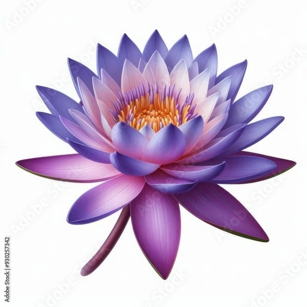 Fototapeta Blue water lily isolated on white background