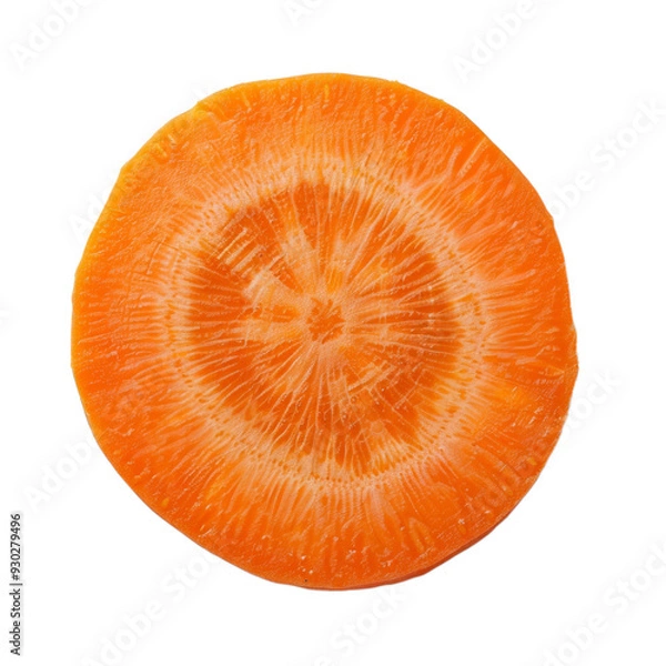 Fototapeta Top view of a vibrant orange carrot slice with a smooth texture, isolated on a transparent background 