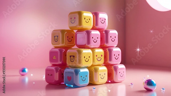 Fototapeta Crystal Cuties A Cheerful Cube Collection
