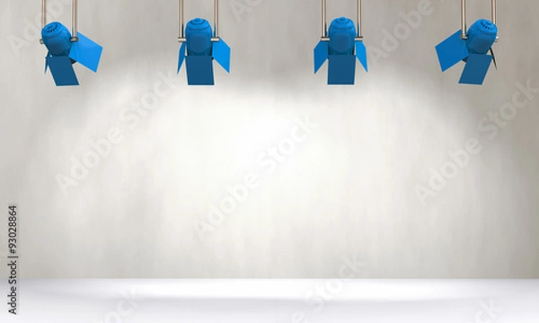 Obraz 3D concrete wall wit blue spots