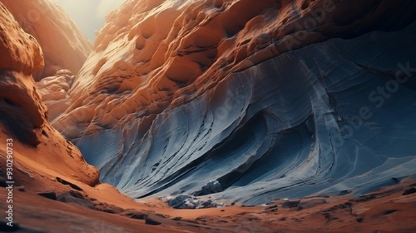 Fototapeta Close-up of Antelope Canyon’s Unique Sandstone Curves, Detailed View of Antelope Canyon’s Striated Rock Formations, Antelope Canyon’s Winding Passageways in Close-up, Textured Rock Layers in Antelope 