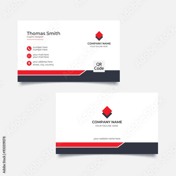 Fototapeta Double-sided, Creative, Simple, and Business Card Design Layout Templates.