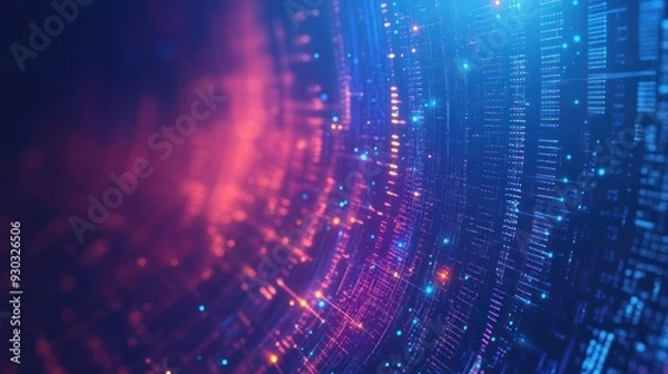 Fototapeta Abstract Digital Background with Blue and Red Glowing Lines