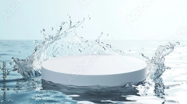 Fototapeta Water Splash on a White Platform