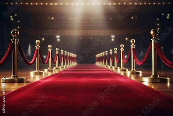 Fototapeta Scene awards background carpet gold red.  Image by rawpixel.