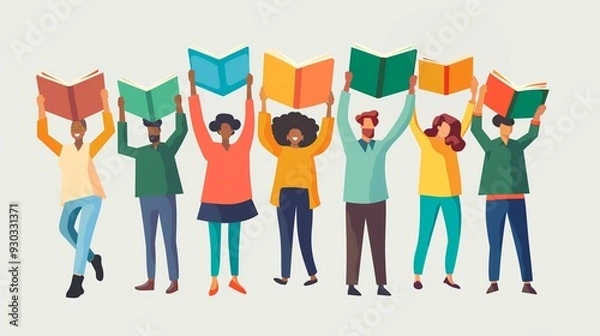 Obraz Diverse Group Engaged in Reading
