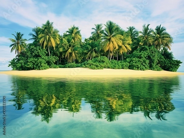 Obraz Tropical Serenity: Palm Oasis Reflection