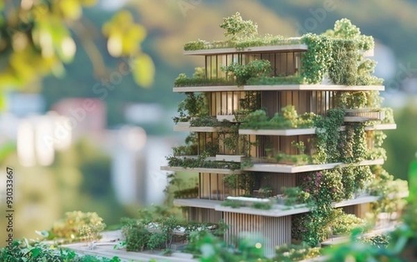 Obraz Eco-Friendly Vertical Apartment Building Model
