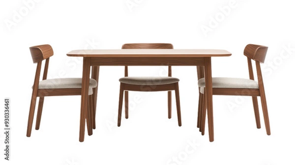 Fototapeta Luxury Dining Furniture Set with Chairs and Table isolated on transparent background, PNG file, Graphic resources 