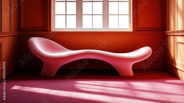 Obraz Modern abstract pink lounge chair in red interior space