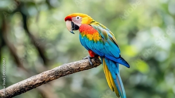 Fototapeta A Colorful Macaw Perched on a Branch