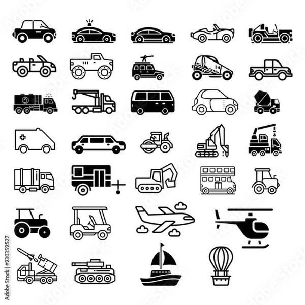 Fototapeta transportation icons set