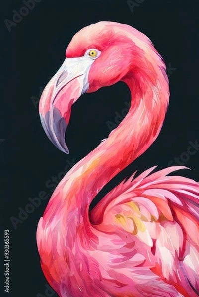 Fototapeta the AI Image Generator, A pink flamingo, stylized and artistic depiction, exotic bird in nature