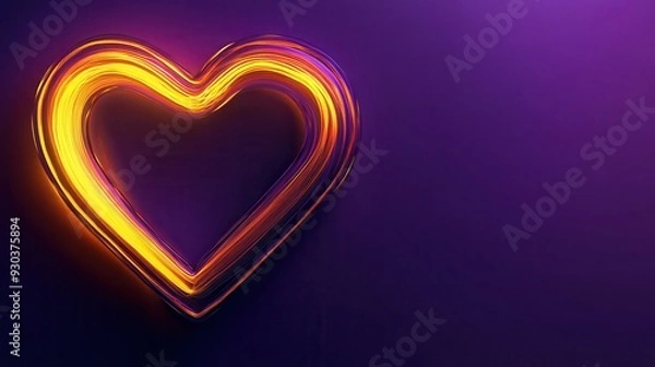 Obraz A glowing heart shape against a purple background, symbolizing love and affection.