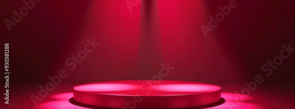 Obraz Red background podium light studio stage platform