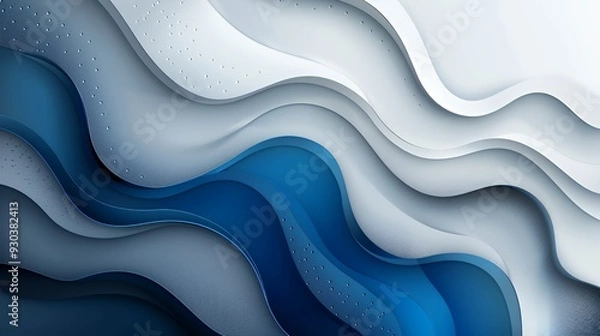 Fototapeta Abstract waves in varying shades of blue and gray, creating a modern, fluid design.