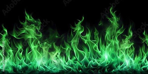 Obraz green fire flames background