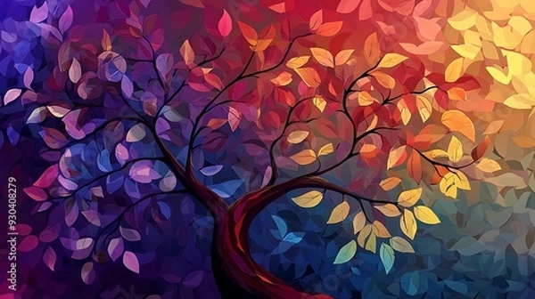Fototapeta Abstract Tree with Vibrant Autumn Foliage.