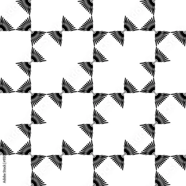 Fototapeta black and white seamless pattern geometric texture  wallpaper background.
