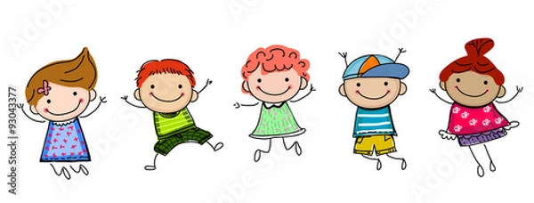 Obraz jumping happy kids