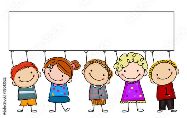 Fototapeta Sketch children and banner