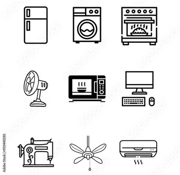 Obraz Home appliances icons set.