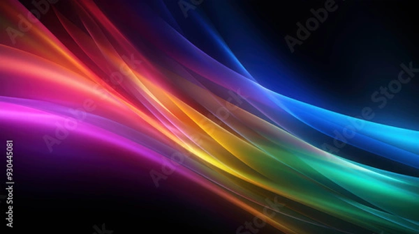 Fototapeta Dynamic Flow of Radiant Rainbow Colors Illuminating the Darkness with Vibrant Energy and Graceful Movement